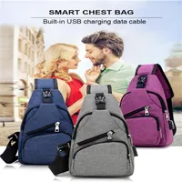 Designer-Fashion-new Men Canvas Chest Bag Outdoor Hiking Travel Crossbody Sling Shoulder Backpack With built-in USB Charging Canva178O
