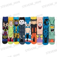 Men's Socks Combed fashion socks Personality cartoon socks Anime socks Spring autumn and winter size skateboard socks trend T230327
