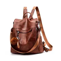 Backpack Women Shoulder School Bags for Teenage Girls Vintage Leather Anti Theft Backpack Back Pack Lady256Y