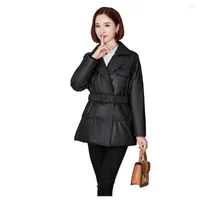 Women's Leather Genuine Sheepskin Suede Down Jacket Autumn Winter Women Coat Suit LF2225NDN