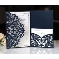 Hollow Elegant Laser Cut Wedding Invitation Card Hälsningskort Anpassa företag med RSVP -kortparti Bröllopsdekoration Al9988