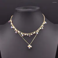 Chains Original Natural Pearl Pendant Bib Collar Necklace For Women Wedding Gift Romantic Double Czech Glass Handmade Luxury Jewelry