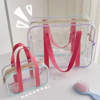 Storage Bags Travel PVC Cosmetic Women Transparent Clear Zipper Makeup Organizer Bath Wash Bag Make Up Tote Handbags Case