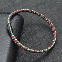 Charm Bracelets Magnetic Bracelet For Men Women 2-Layers 2mm Colorful Rope Braided Braclet Black Silver Stainless Steel Jewelry Festival