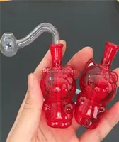 Mini Red cat glass oil rig bong Beaker borosilicate Cartoon water oil burner pipes glass bongs with 10mm glass oil bowl6781215