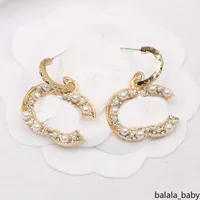 Fashion Luxury Brand Dangle Stud Crystal Earrings Rhinestones Pearl Earrings For Women Stud Earrings Wedding Party Jewerlry