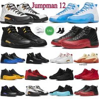 Jumpman 12s Basketball Shoes 12 Mens Utility Reverse Flu Game Shoe Dark Concord University Red Cherry Master Trainers Outdoor Sports Walking Sneakers Size 40-47