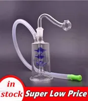 2pcs Mini Glass Oil Burner Bong Hookah Water Pipes Thick Pyrex Clear Heady Recycler Dab Rig Bongs with 10mm glass oil burner pipe 6025340