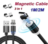 3 in 1 Magnetic Adapter Cable Charger Line Nylon Fast Charging Cord Type C Micro USB Cables for Samsung Huawei Xiaomi Cell Phone2953723