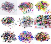 10PCSSet Color Mixing Fashion Body Piercing Jewelry Acrylic Stainless Steel Eyebrow Bar Lip Nose Barbell Ring Navel Earring Gift9511162