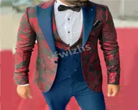 Customize tuxedo One Button Handsome Peak Lapel Groom Tuxedos Men Suits WeddingPromDinner Man Blazer Jacket Pants Tie Vest W12226231594