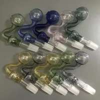 Colorful Curved Thick Pyrex Oil Burner pipe Skull shape Bucket Nails glass smoking pipes with 14mm Male Female For Water Pipes Bon4767061