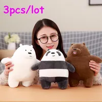 3pcslot 30cm Kawaii We Bare Bears Plush Toy Cartoon Bear Stuffed Grizzly Gray White Bear Panda Doll Kids Love Birthday Gift LA028275n