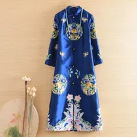 Ethnic Clothing High-end Elegant Lady Outerwear Autumn Chinese Style Embroidery Retro Women Vintage Loose Trench Coat Female S-XXL