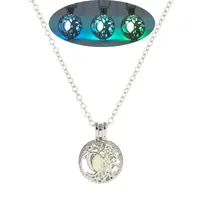 Tree of Life Luminous Necklaces For Women Glowing in The Dark Beads Cage Pendant Chain Choker Lady Trendy Party Jewelry