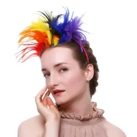 크리스마스 장식 여성 깃털 머리 후프 신부 헤드 ​​밴드 재사용 가능한 파티 공식 모자 헤드웨어 OPP 패키지 고품질