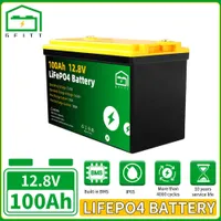 12V 100AH LiFePO4 Battery Pack 1280Wh Built-in BMS 12.8V Solar Energy Storage System For RV Boat Golf-Cart EU US tax exemption