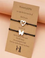 Stainless Steel Love Heart Butterfly Bracelet 2pcs Mommy and Me Matching Mother Daughter Bracelets Set Mother039s Day Gifts4346068