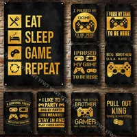 Funny Gold Gamer Metal Signs Vintage Tin Sign Retro for Home House Club Game Room Man Cave Wall Decor Plate 30X20cm W03