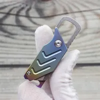 SUZAKU ZQ309 Mini Folding Knife D2 Steel Micro Blade Titanium Handle Pocket Chain Keychain Knives Top Quality Camping Emergency To303E