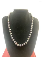 Chains Natural 8-9mm Black Pearls Necklace Near Round 45cm Length Less Defect Women Fashion Bead Jewelry