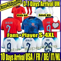 S-4XL 2022 Soccer Jersey Coupe du monde Kane Rashford Sancho Grealish 2023 Sterling Mount Saka Coady Englands Team Football Shirts Men and Kids Kit 22 23