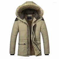 Men's Down Thick Warm Winter Parka Men Fleece Fur Hood Jacket Coat Military Cargo Medium-long Mens Overcoat 2023