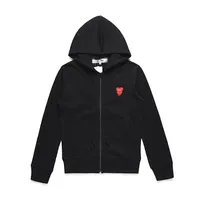 Designer Men's Hoodies Com des Garcons Play CDG Play Black Full Zip Hoodie Sweatshirts Double Red Hearts Size XL