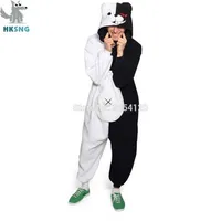 HKSNG Adult Kigurumi Bear Animal Pajamas Danganronpa Black White Bear Monokuma Onesies Cosplay Costume Jumpsuits Christmas T200110236S