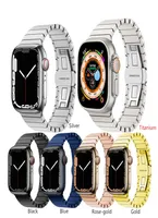 Smart Straps Titanium Alloy Link Bracelet Stainless Steel Watchband Starlight Colour Straps Band Butterfly Clasp for Apple Watch S9042003