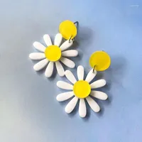 Stud Earrings Korean Daisy Yellow Sun Flower Girl Drop Jewelry Sunflower Summer Trendy Plant For Girls