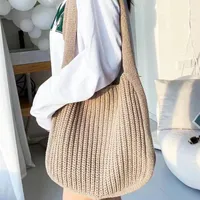 Evening Bags Fashion Knitting Woven Handbags For Women Casual Shoulder Bag Luxury Top-Handle Ladies Shopper Pouch Clutch Purses