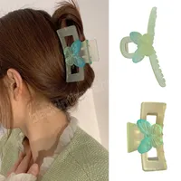 Green Butterfly Fashion Hair Clip Square Cross Clamps Large Crab Clip Barrette Hair Accessories Super Fairy Hair Claws