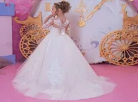 Vestidos Primera Comunion Ball Gown Flower Girl Dress Lace Toddler Glitz Pageant Dresses Pretty Kids Prom Gown3868618