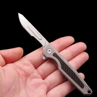 Titanium Carbon Fiber Pocket Utility Knife Scalpel Blade Keychain Folding Cutter Outdoor EDC Tool236t