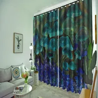 Curtain Custom Curtains Green Plant 3D Printing Blockout Polyester Po Drapes Fabric For Room