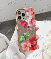 Fashion Designer Geranium Flower Leather Phone Cases for iPhone 14 14pro 14plus 13 12 mini 11 pro max XR Xsmax Luxury Electroplate1127581