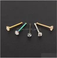 Nose Rings Studs Nostril Piercings Cz Crystal Piercing Stud Stainless Steel Star Nariz Jewelry Wholes Mix Color Drop Delivery 4522530