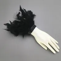 Other Bracelets Women Real Fur Ostrich Feather Cuffs Feather Fur Cuffs Bracelet Snap Anklet Bracelet Fur Feather Cuffs Wrist Sleeve Snap On 230327