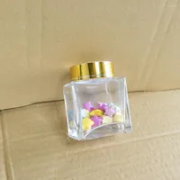 Storage Bottles 100ml Empty Glass Bottle Customized Honey Jam Jars Gold Plastic Cover Miscellaneous Grain Box Crafts Gifts Vials 1Pcs