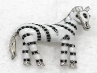 12pcslot Whole Black Crystal Rhinestone White enamel Zebra Pin Brooch Fashion costume jewelry gift Brooches C2932157783