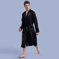 Mens Pure Color Sleepwear Robe Thin Improved Cardigan Underwear Loose Length Long-sleeved Spring and Evening Gowns Men Sleepwears 285q
