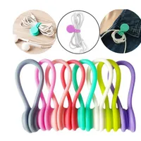 Magnetic Twist Cable Ties Silicone Cable Holder Clips Cord Wrap Strong Holding Stuff Cables Organizer For Home Office Organization
