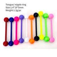 10PCSLot Mix Color Tongue Barbell Ring Stainless Steel Tongue Piercing Whole Piercing Tongue Piercing Body Jewelry8661240