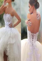 Vintage High Low Short Wedding Dresses Gowns Said Mhamad Strapless Applique Beads Lace Up Back Corset Vestido De Novia Bridal Gown3533400