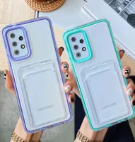 Card Bag Wallet Clear Phone Case For Samsung Galaxy A32 A52 A72 A12 A22 Candy Color Frame Shockproof Bumper Back Cover7294751