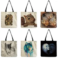 Evening Bags Women Shoulder Bag Cute Animal Squirrel Cat Dog Print Shopper Women's 2023 Trendy Portable High Capacity Tote Eco Friendly