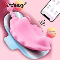 Butterfly Wearable Dildo Vibrator for Women Bluetooth Vibrator Wireless APP Remote Control Vibrating Panties for Couple Q0602275v
