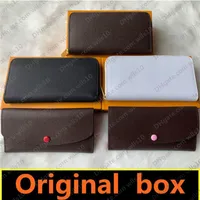 Whole wallet fashion single zipper pocke men women leather wallet lady ladies long purse with orange box card 60136 60017 LB812399