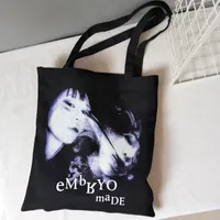 Evening Bags Horror Face Print Women Bag Gothic Canvas Casual High Street Dark Y2k Shopping Big Capacity Hip-hop Shoulder